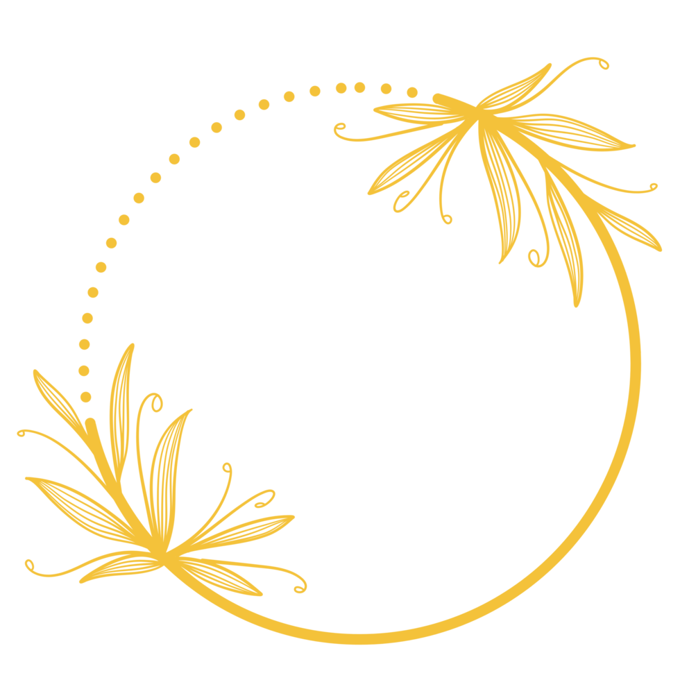 Golden Circle Frame with Leaves png