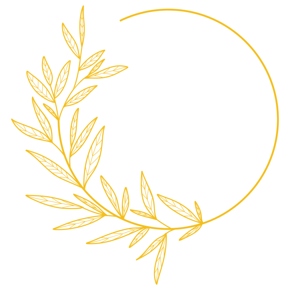 Gold Circle Frame Leaves png