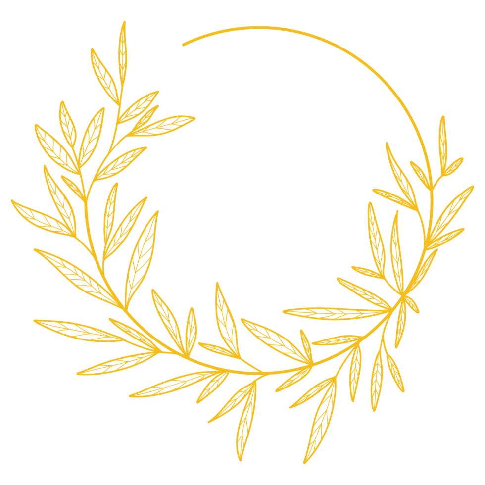 Gold Circle Frame Leaves png