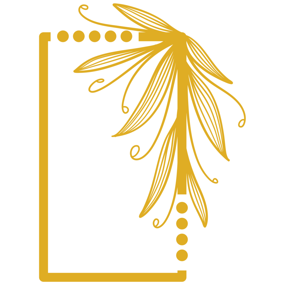 goldener rechteckrahmen mit blättern png