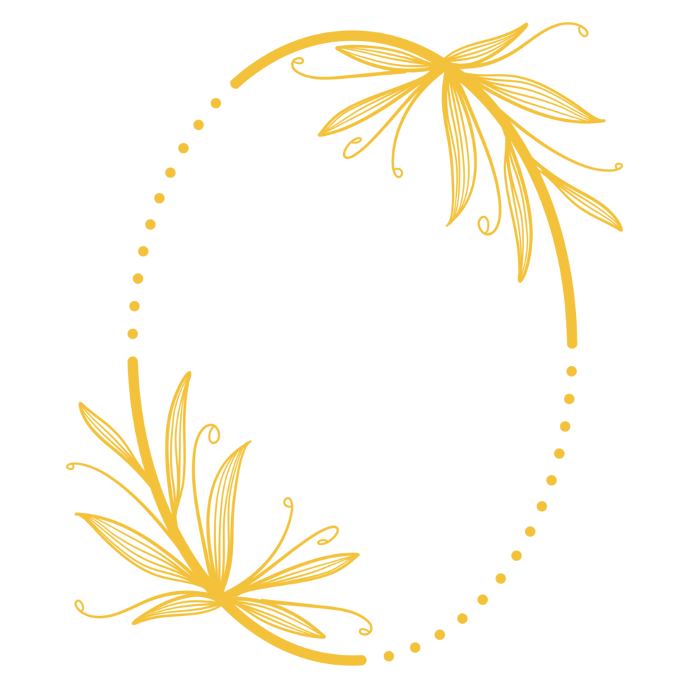 Golden Circle Frame with Leaves png