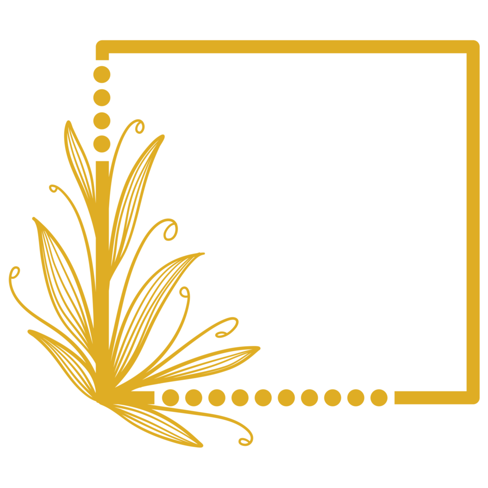 Golden Rectangle Frame with Leaves png