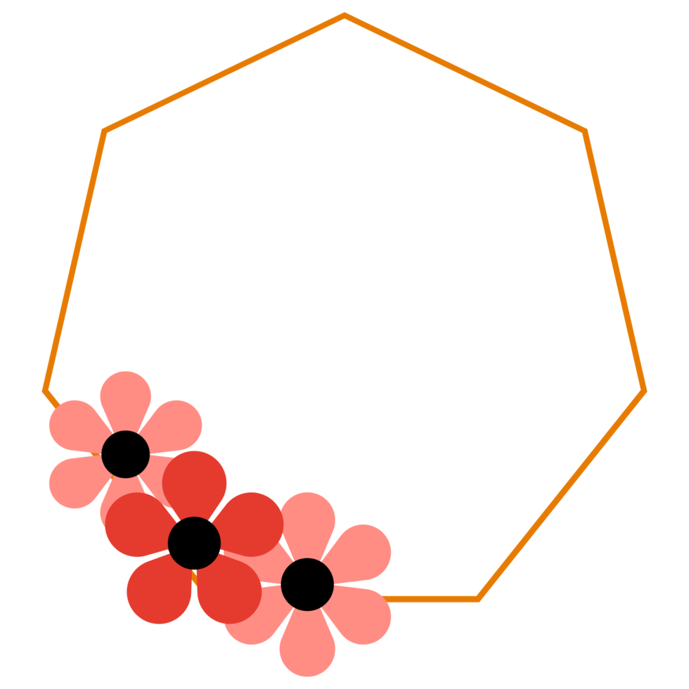 Gold Frame with Pink Flower png