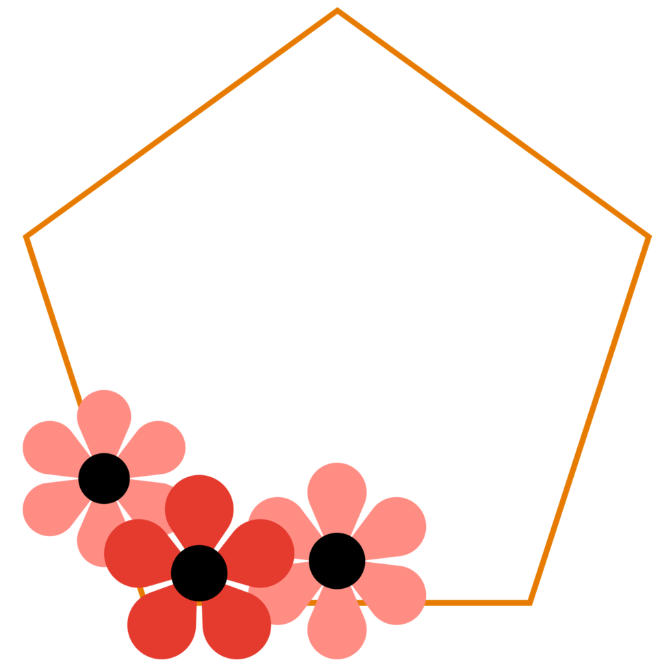 Gold Frame with Pink Flower png