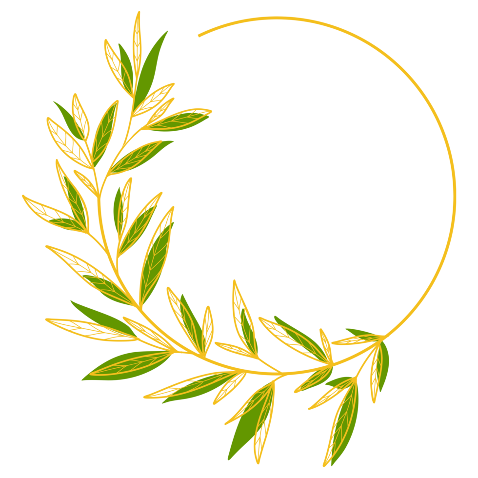 Gold Circle Frame with Leaves png