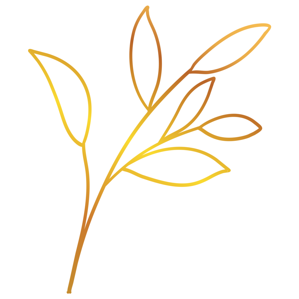 Golden Leaves Line Art png