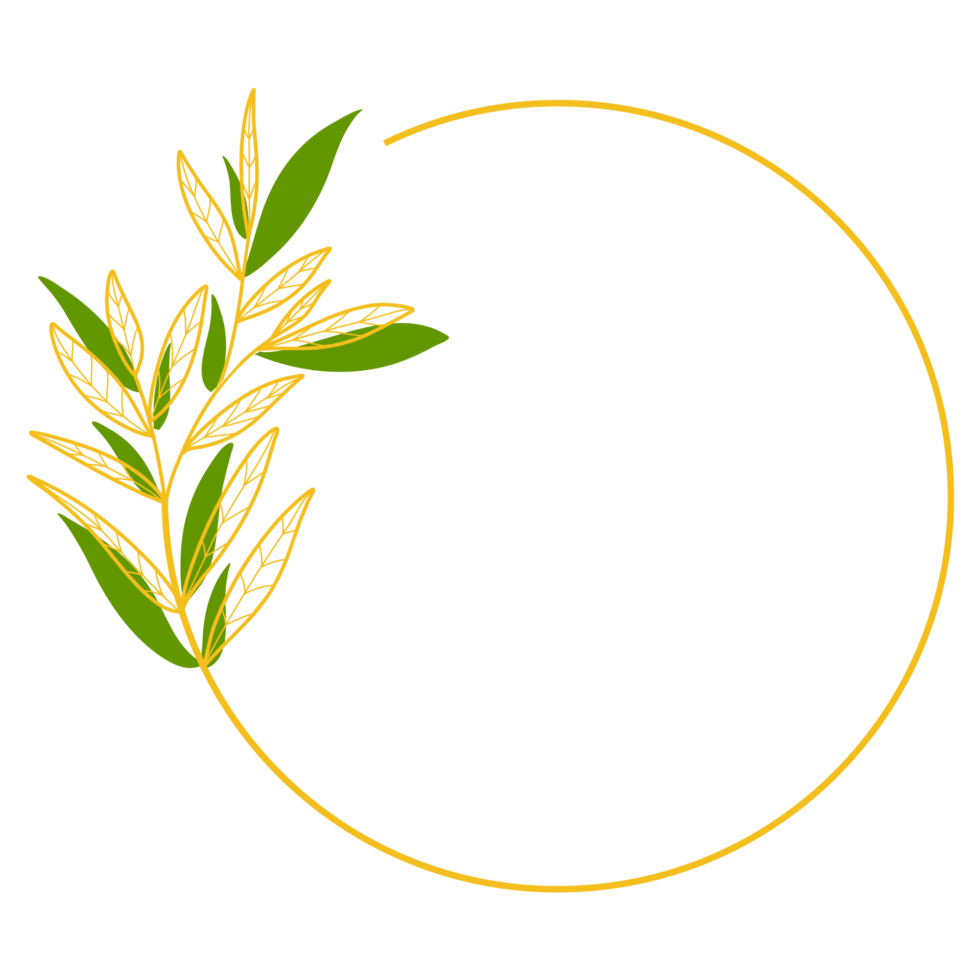 Gold Circle Frame with Leaves png