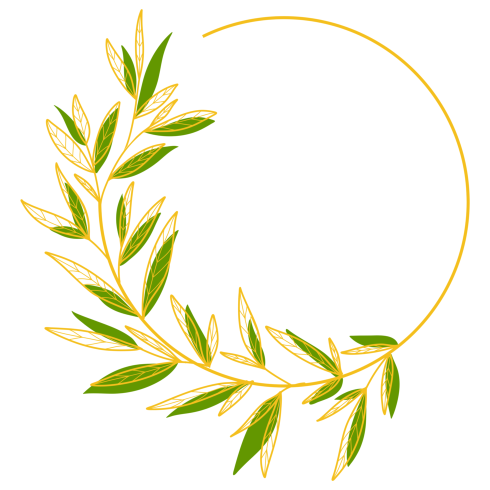 Gold Circle Frame with Leaves png