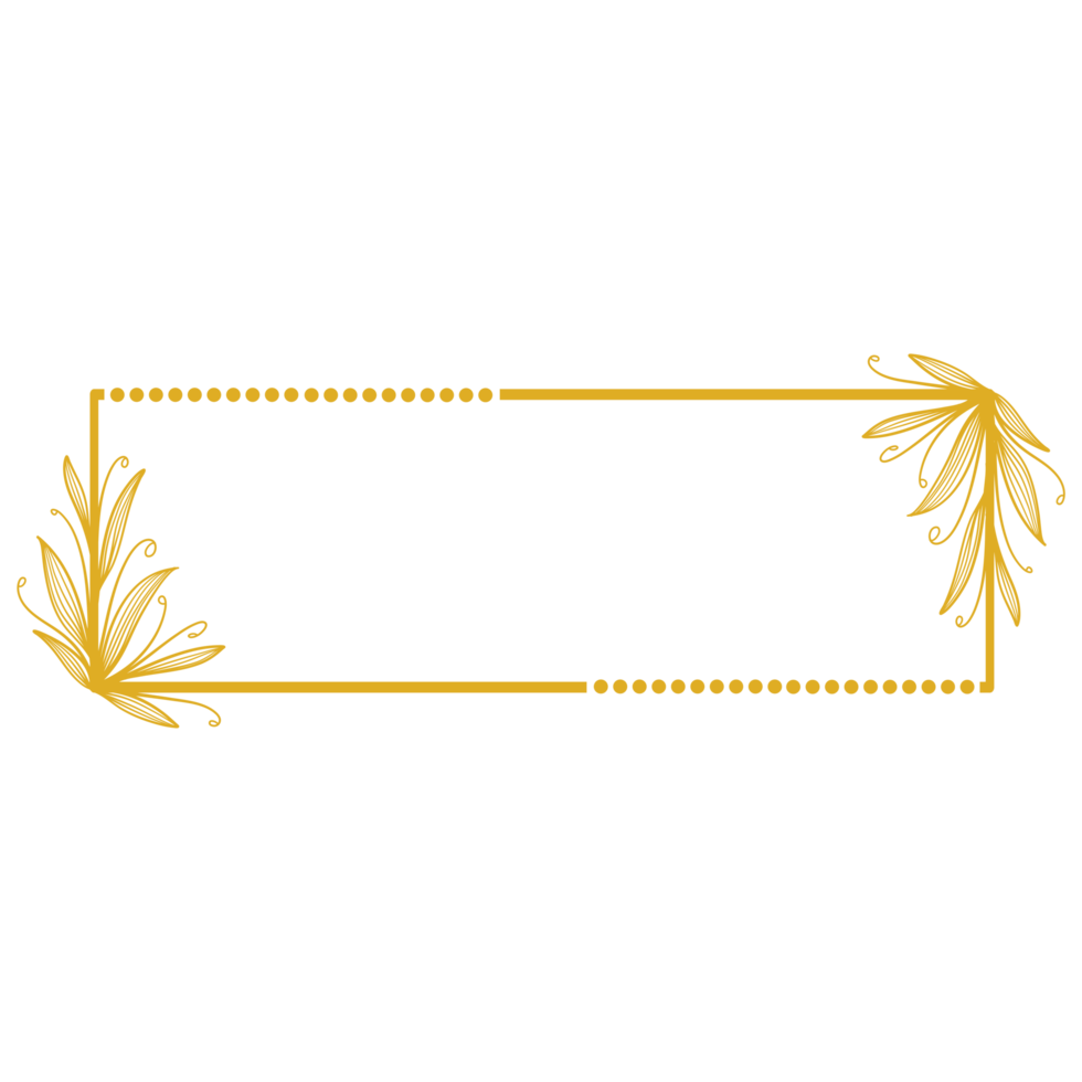 Golden Rectangle Frame with Leaves png