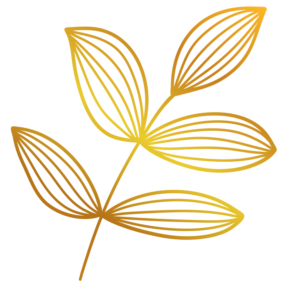 Golden Leaves Line Art png