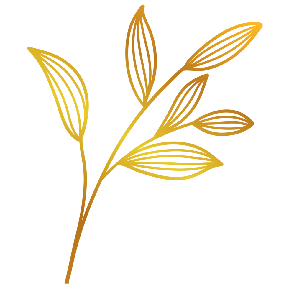 Golden Leaves Line Art png