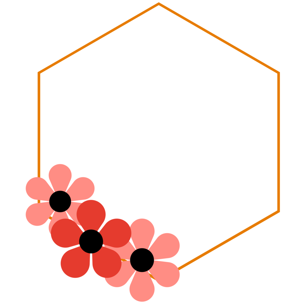 Gold Frame with Pink Flower png