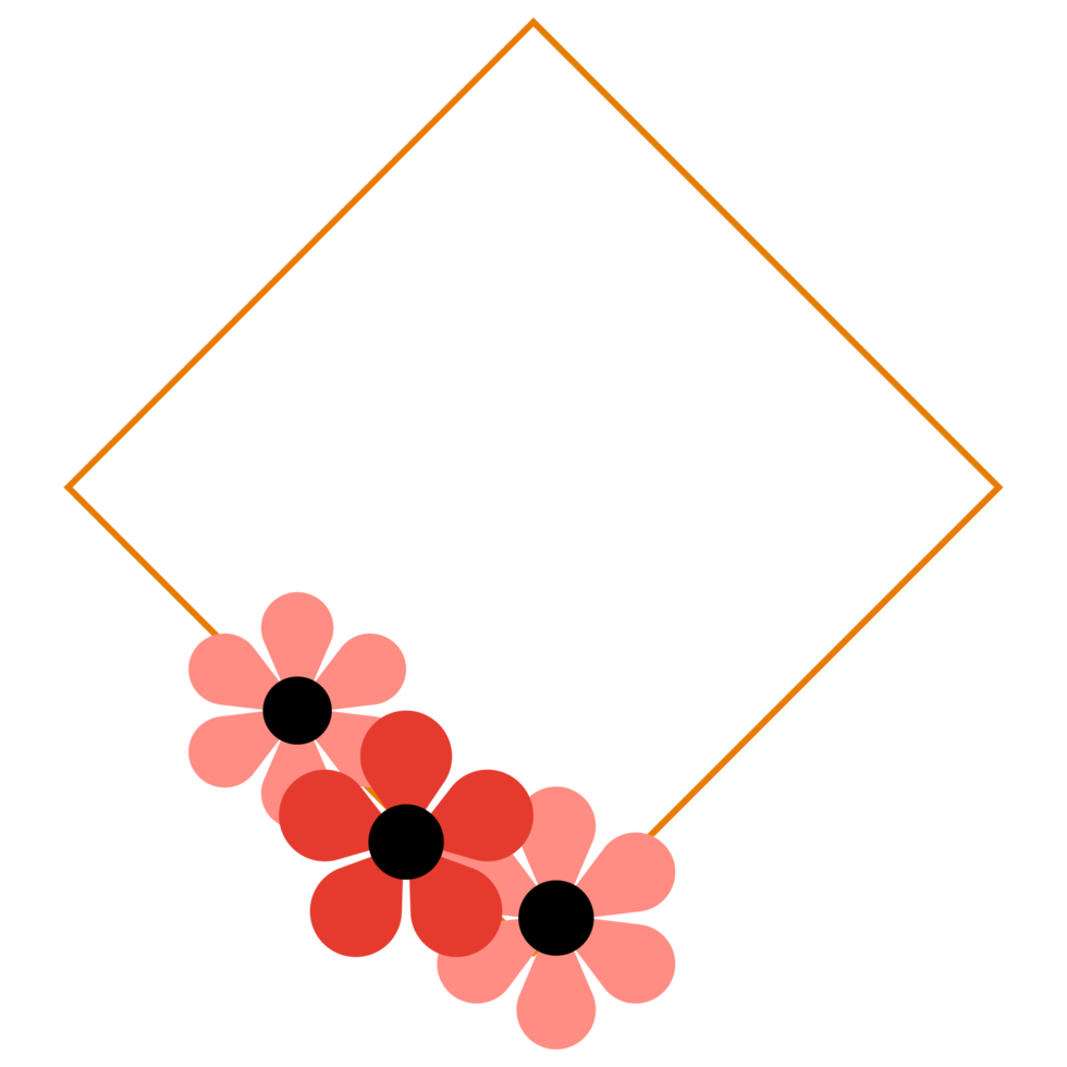 Gold Frame with Pink Flower png