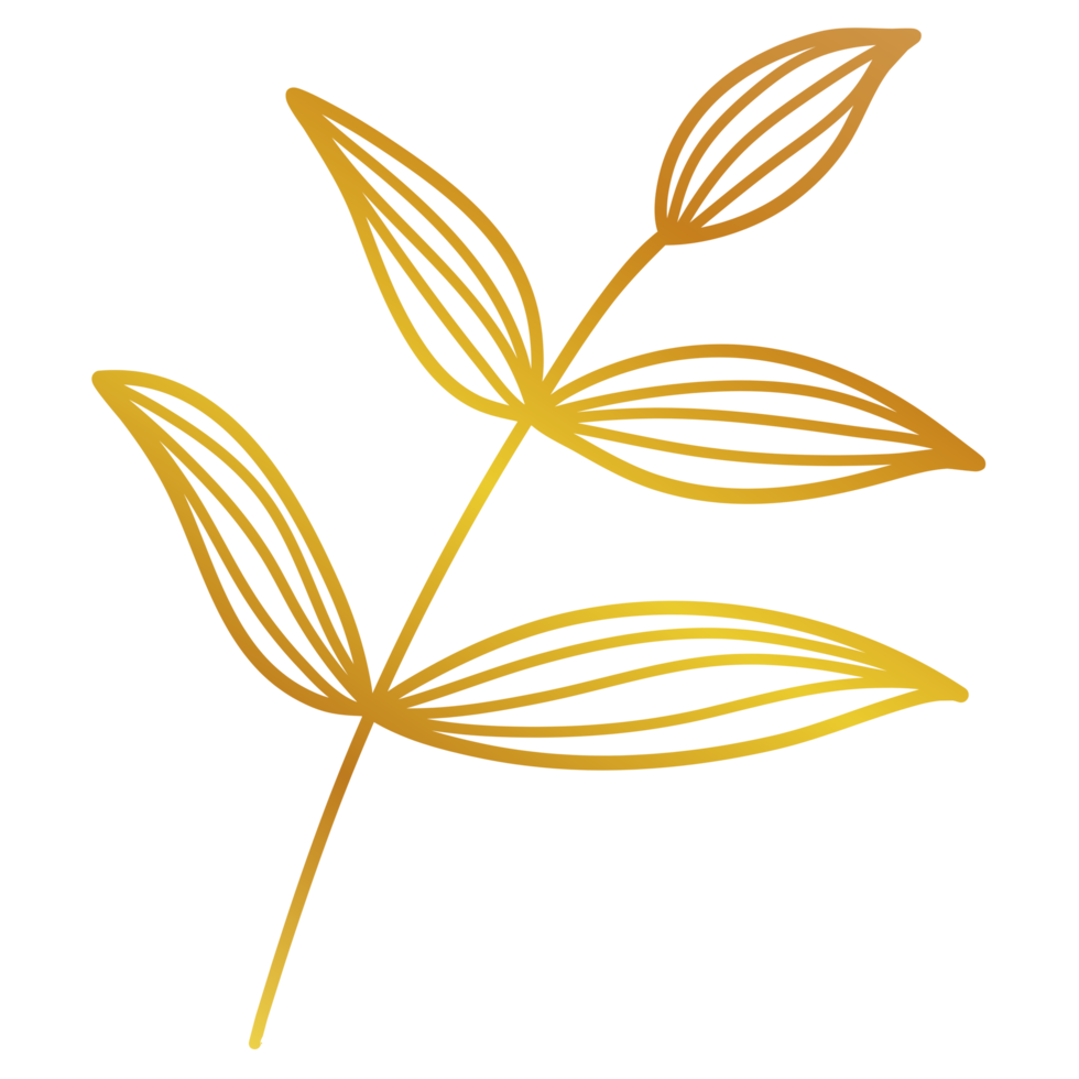 Golden Leaves Line Art png