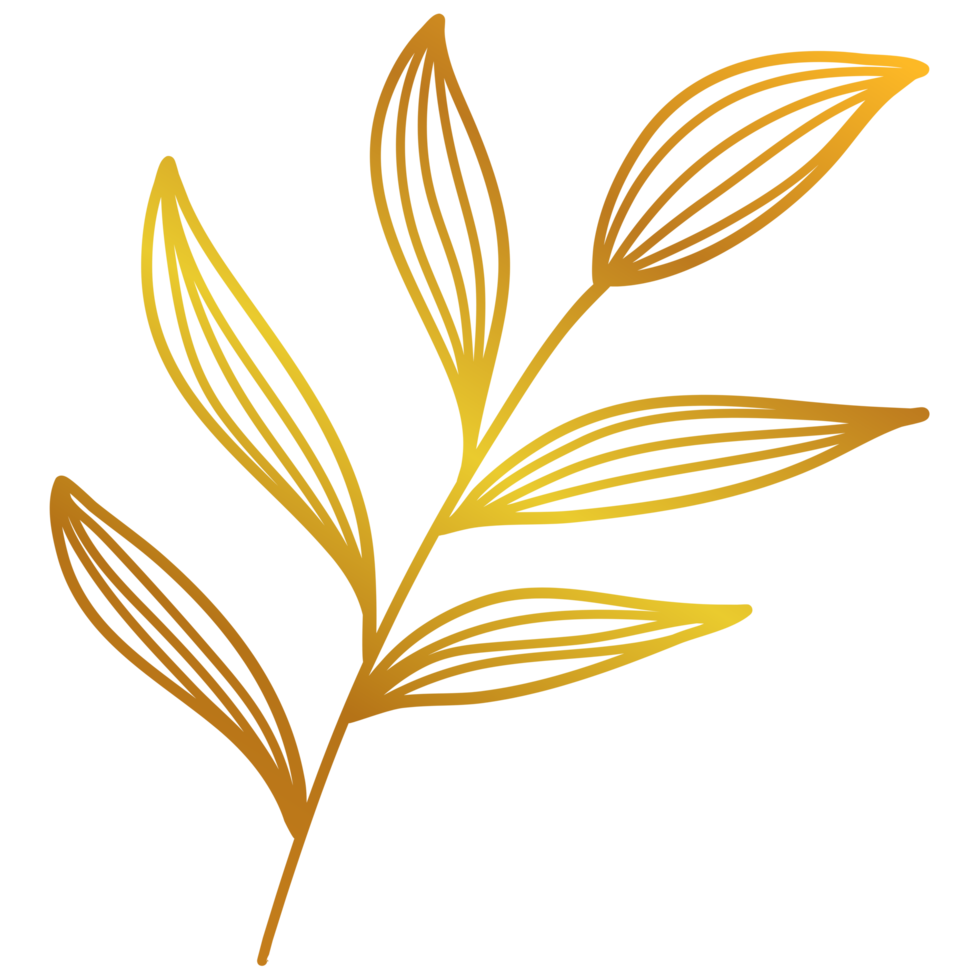 Golden Leaves Line Art png