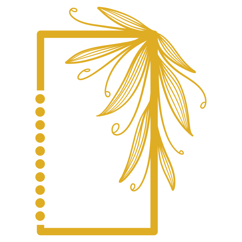 Golden Rectangle Frame with Leaves png