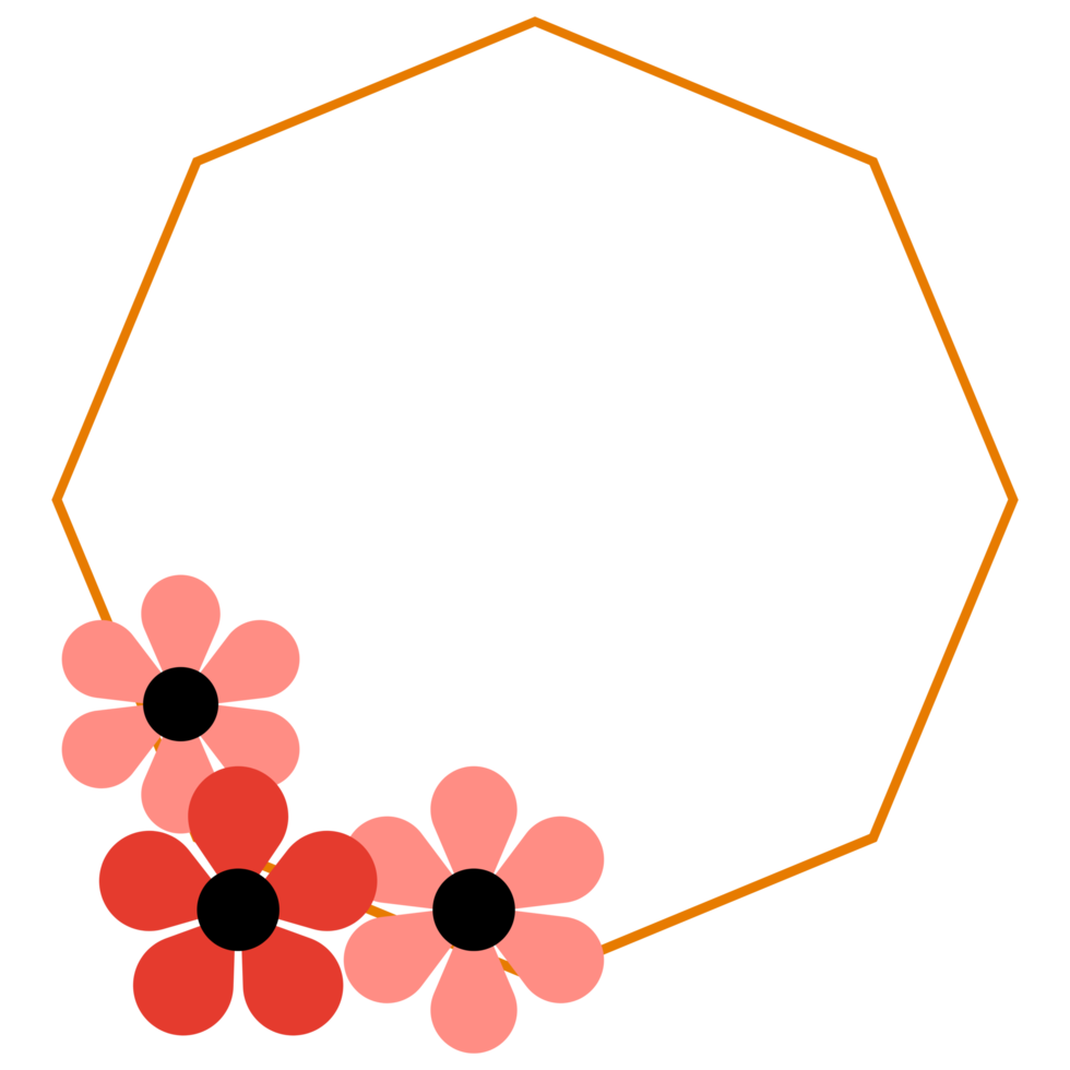 Gold Frame with Pink Flower png
