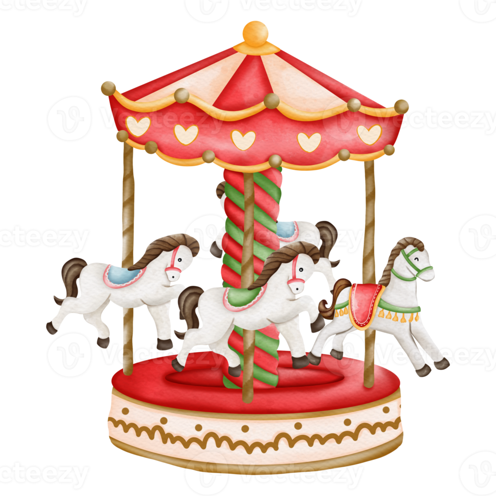 Kerstmis carrousel, amusement park png