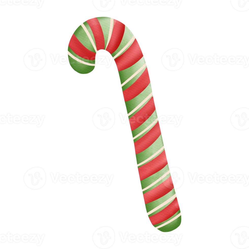 Watercolor candy cane, Christmas decoration png