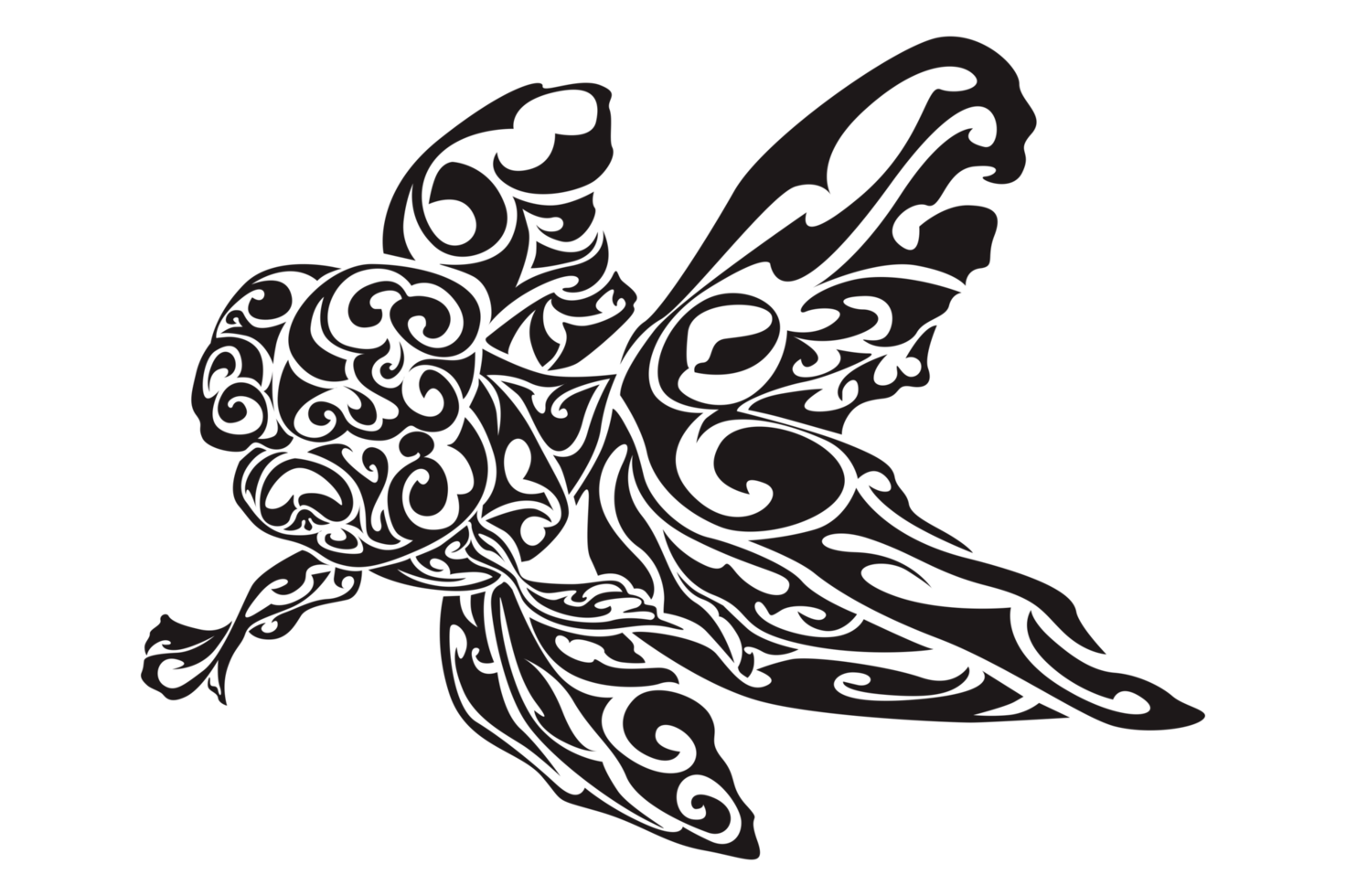 blaack goldfish ornament tattoo png