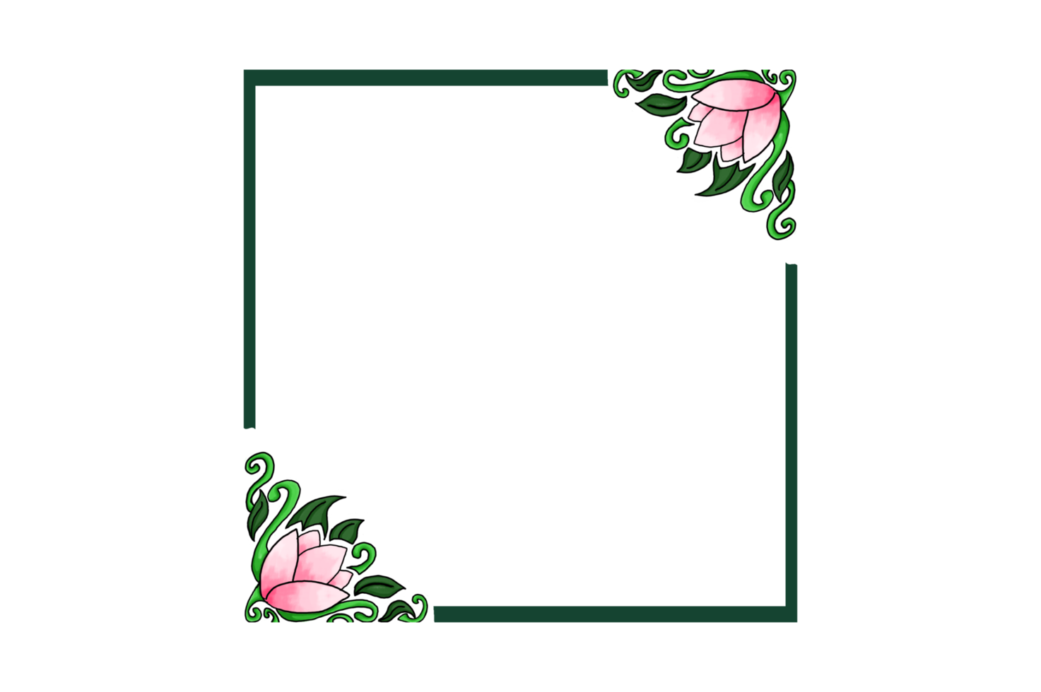 conception de bordure d'ornement avec le thème de la flore et de la fleur rose png