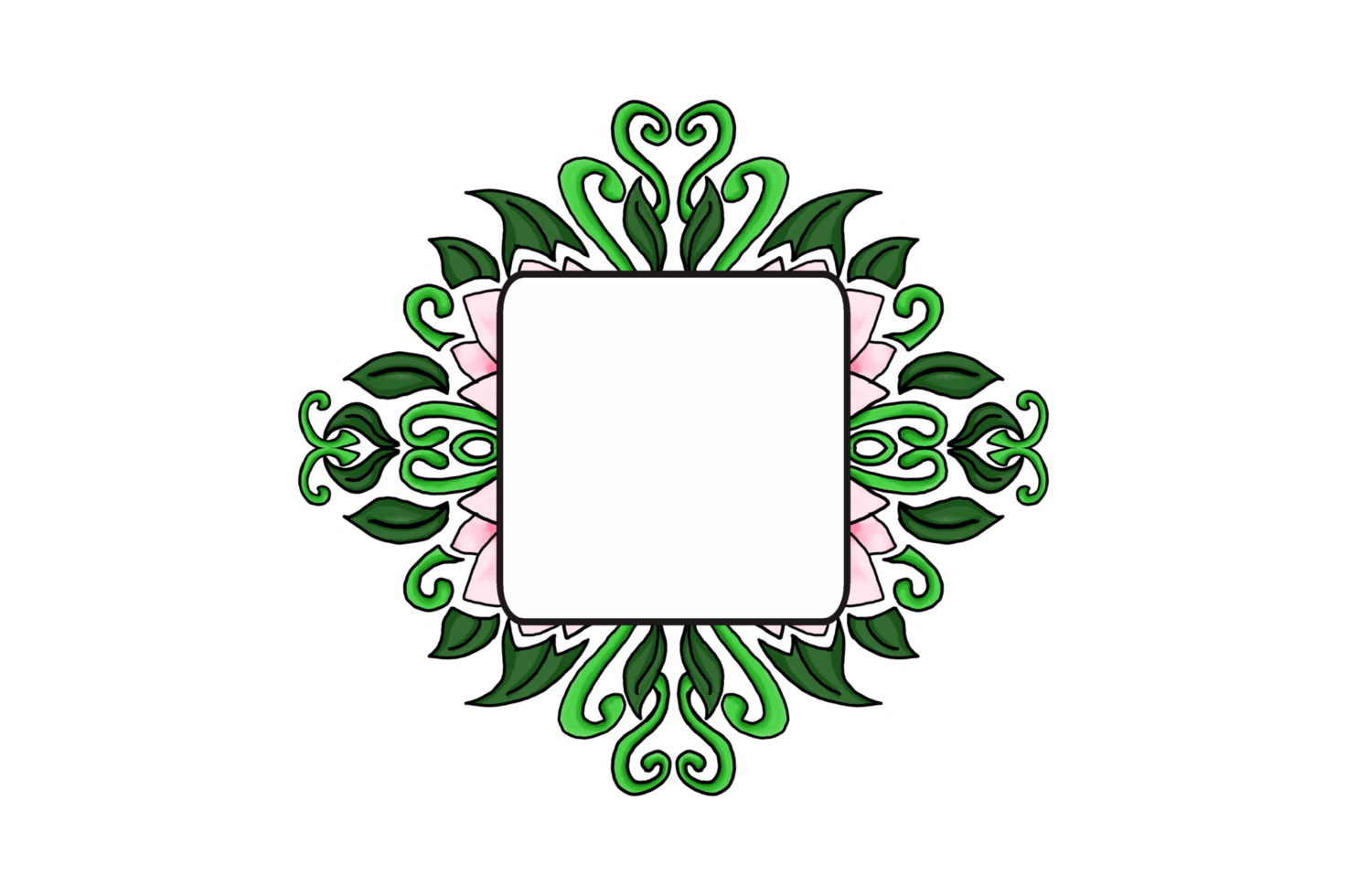 design de borda de ornamento com tema de flora e flor rosa png