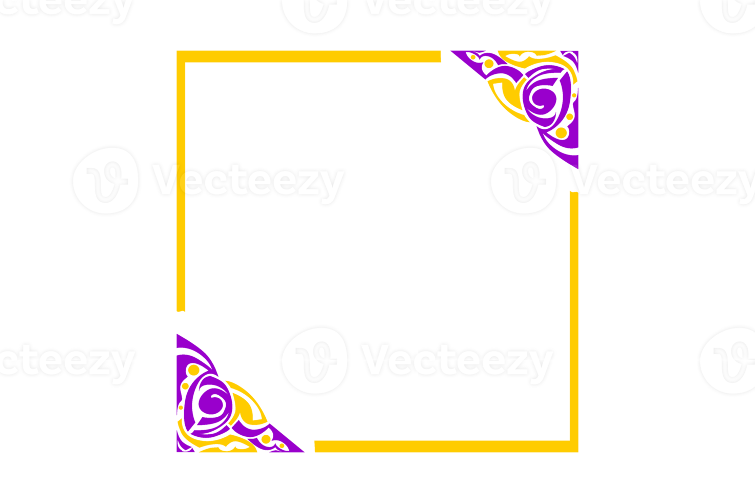 conception de bordure d'ornement jaune et violet png