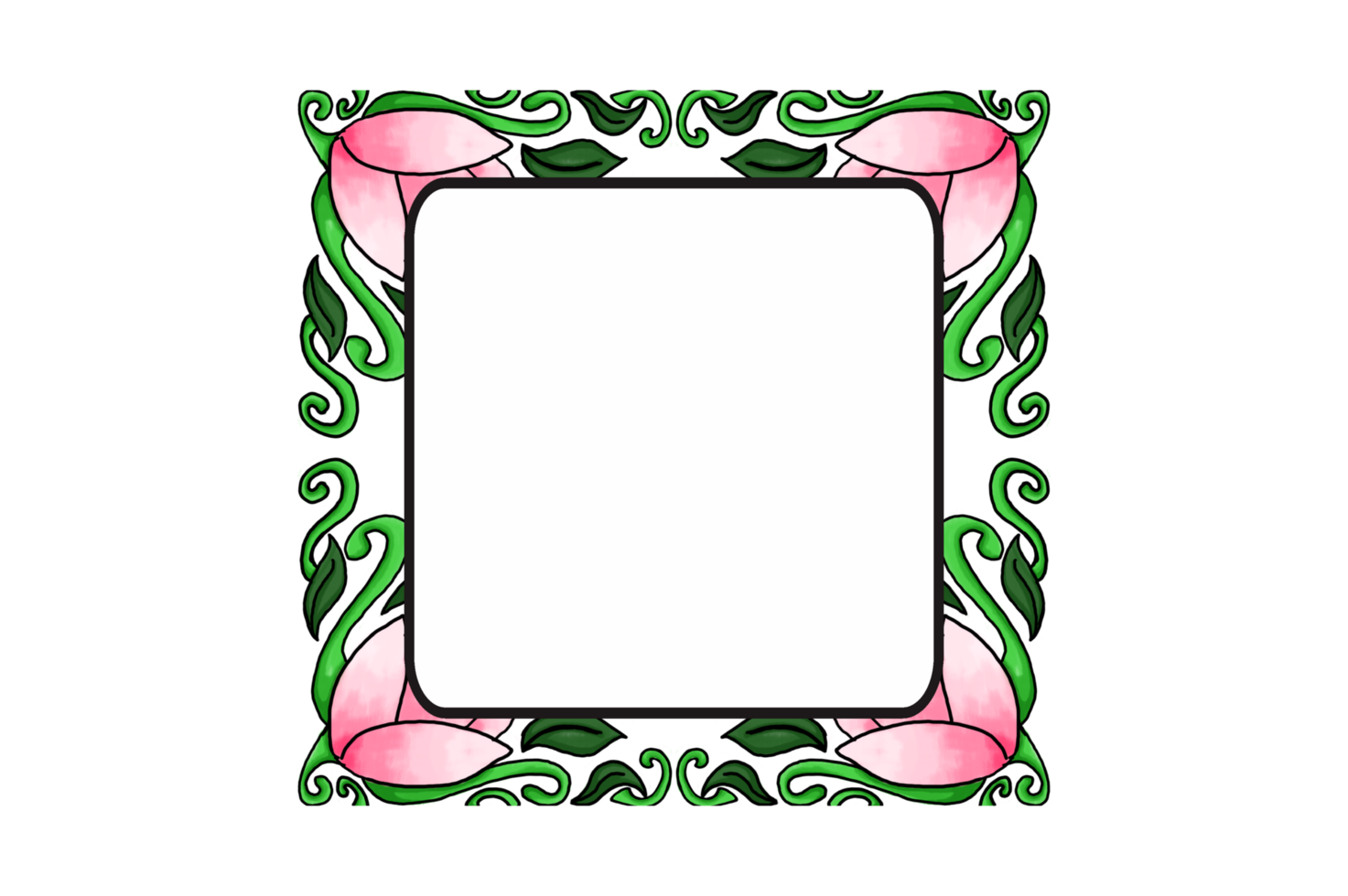 Ornament border Design with Flora And Pink Flower Theme png