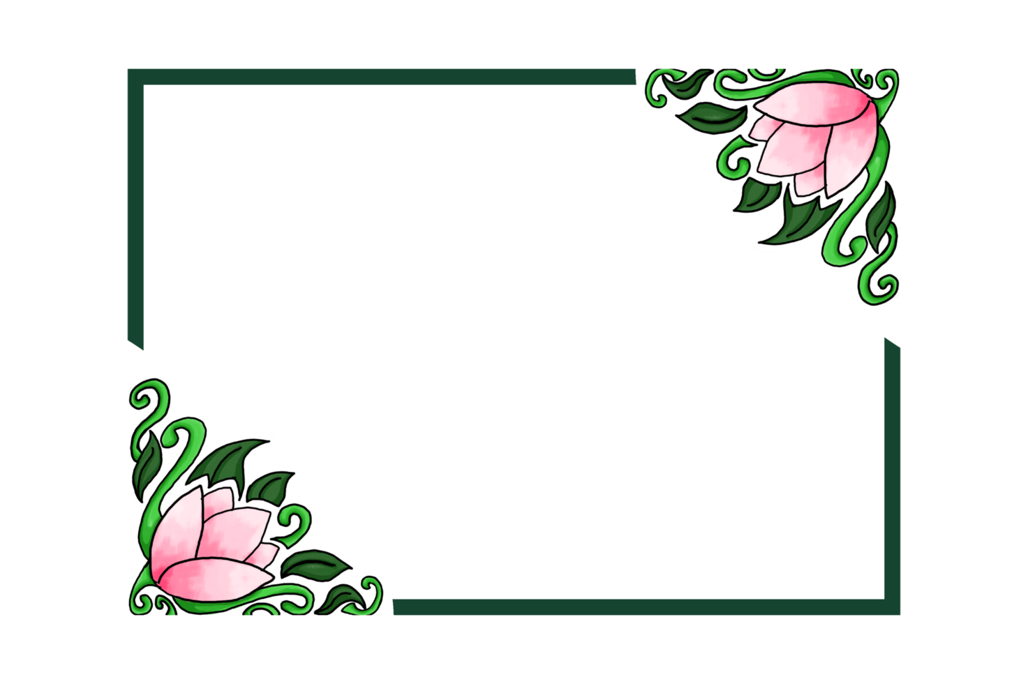 conception de bordure d'ornement avec le thème de la flore et de la fleur rose png