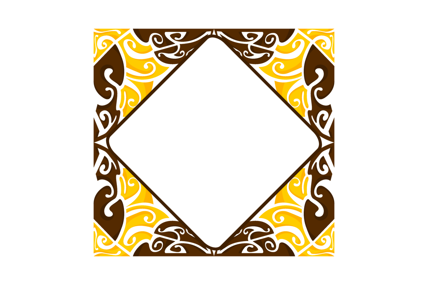 design de borda de ornamento azul amarelo e marrom png