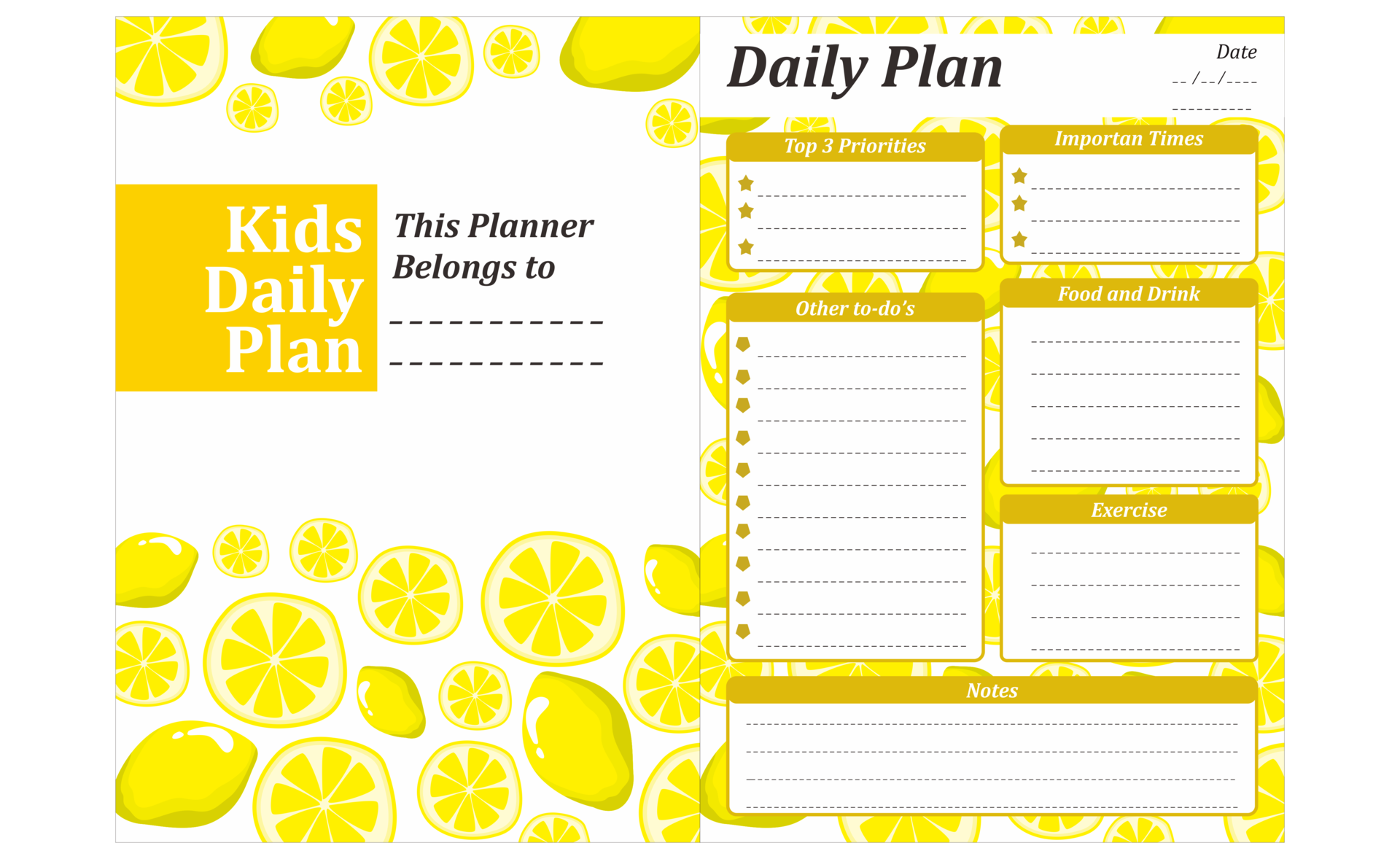 Kids Daily Plan Design With Lemon Theme 13078309 PNG kids-daily-plan-design-with-lemon-theme-13078309-png