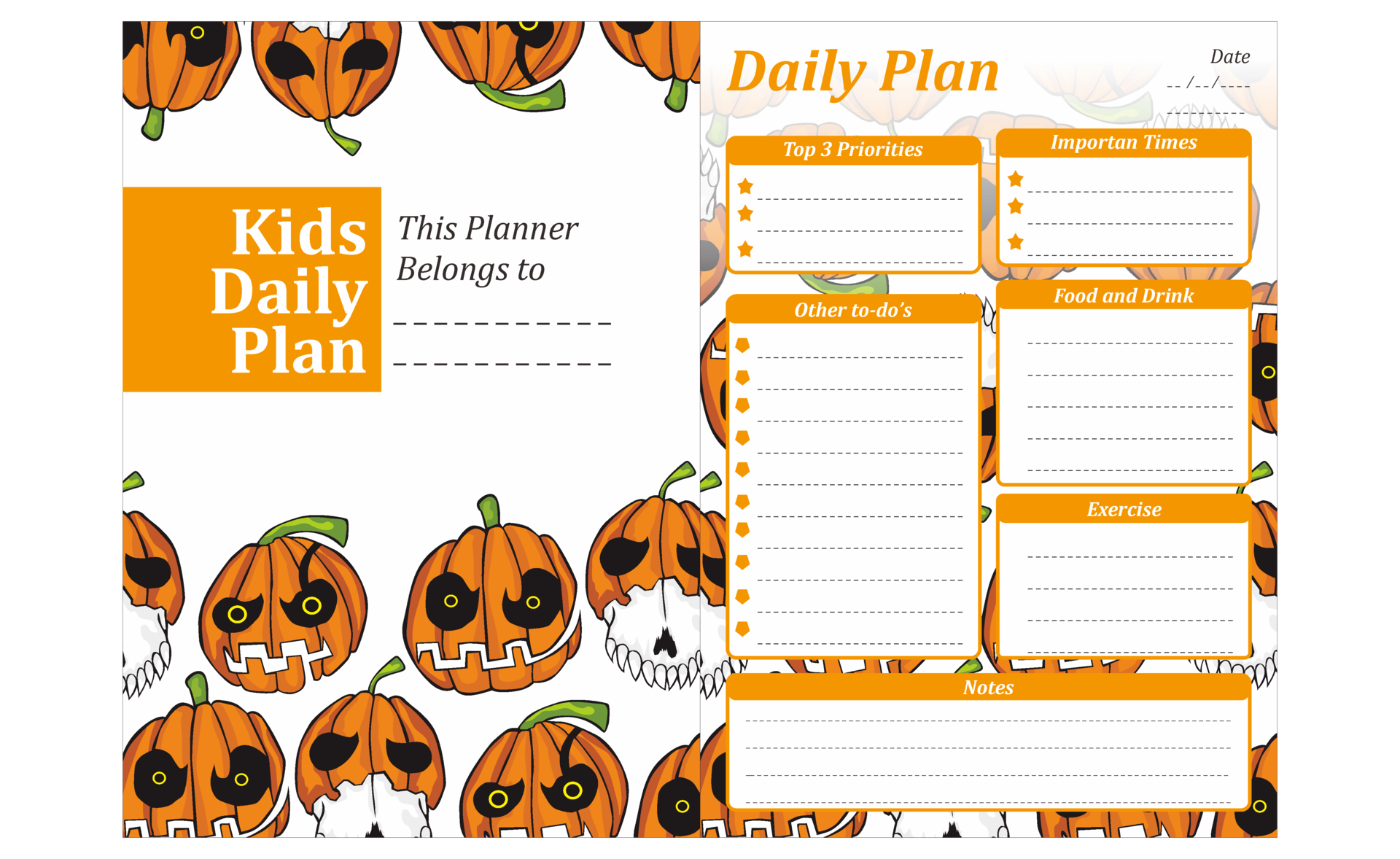 Kids Daily Plan Design With Halloween Pumpkin Theme 13078317 PNG kids-daily-plan-design-with-halloween-pumpkin-theme-13078317-png