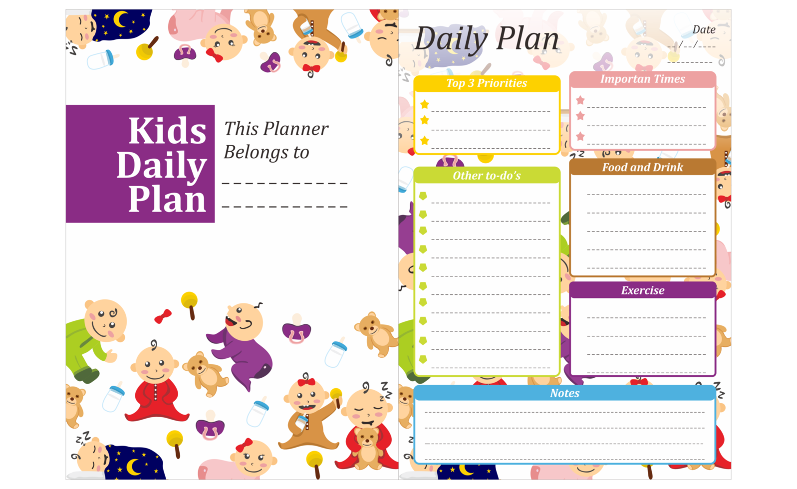 Kids Daily Plan Design with cute baby theme png