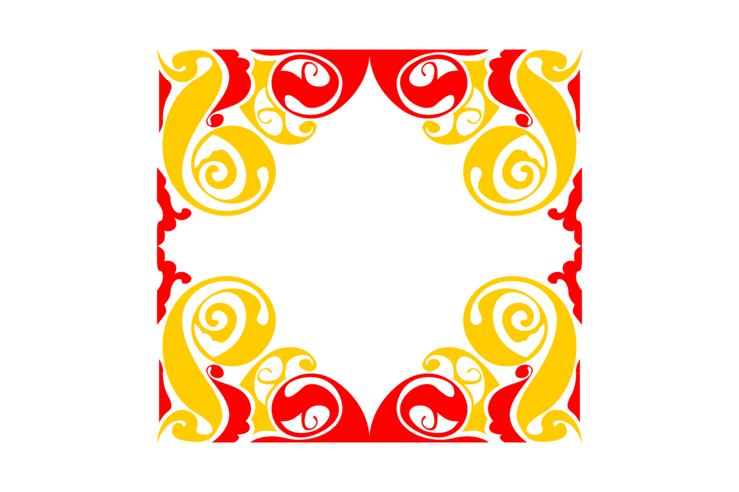 diseño de borde de adorno rojo y amarillo png