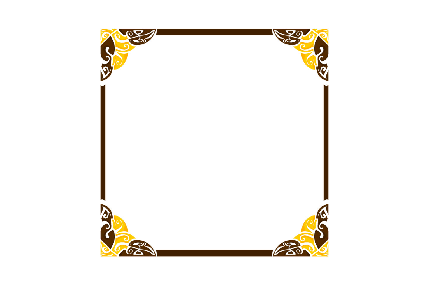 conception de bordure d'ornement bleu jaune et marron png