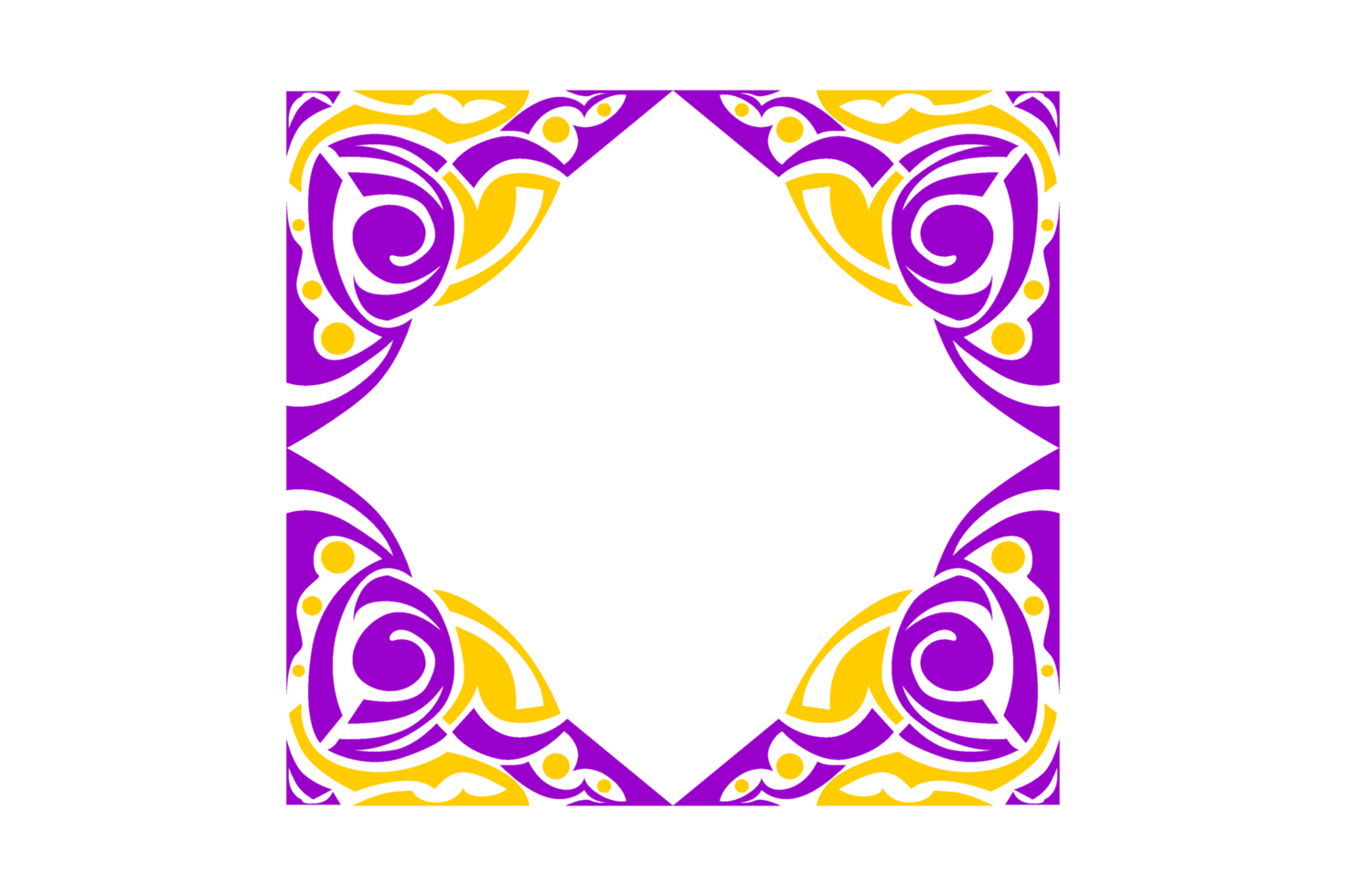 diseño de borde de adorno amarillo y morado png