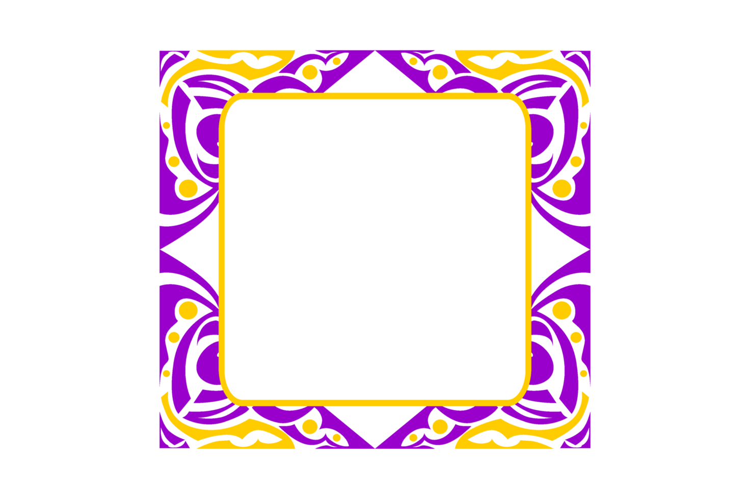 design de borda de ornamento amarelo e roxo png