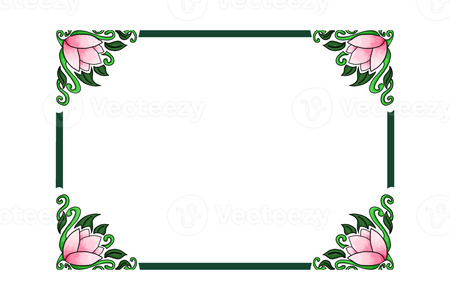 conception de bordure d'ornement avec le thème de la flore et de la fleur rose png