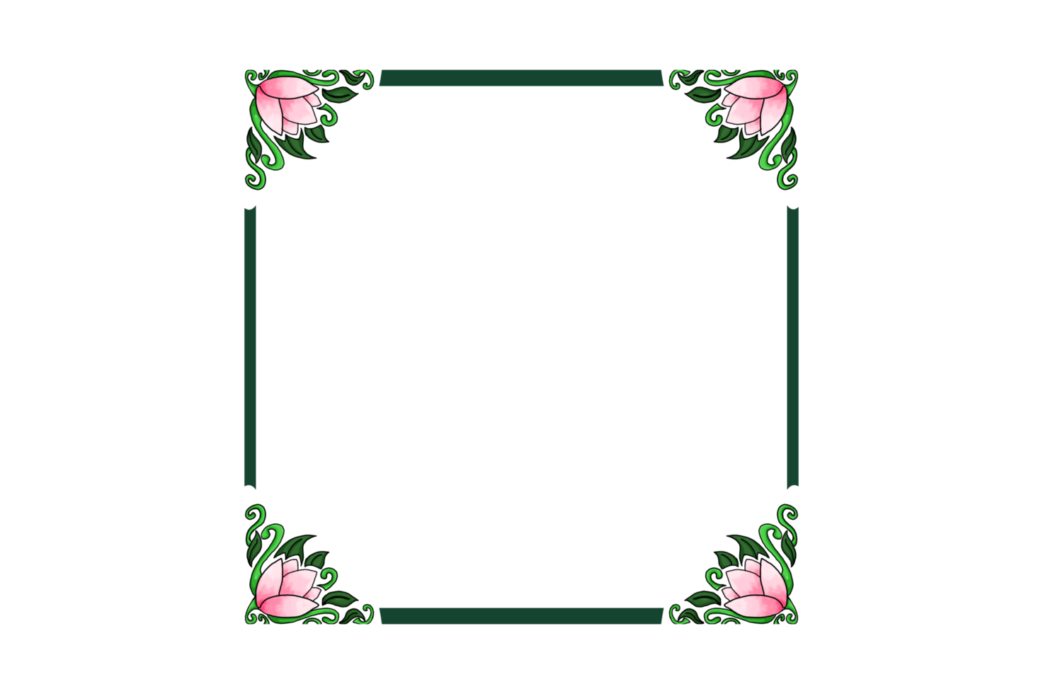 design de borda de ornamento com tema de flora e flor rosa png