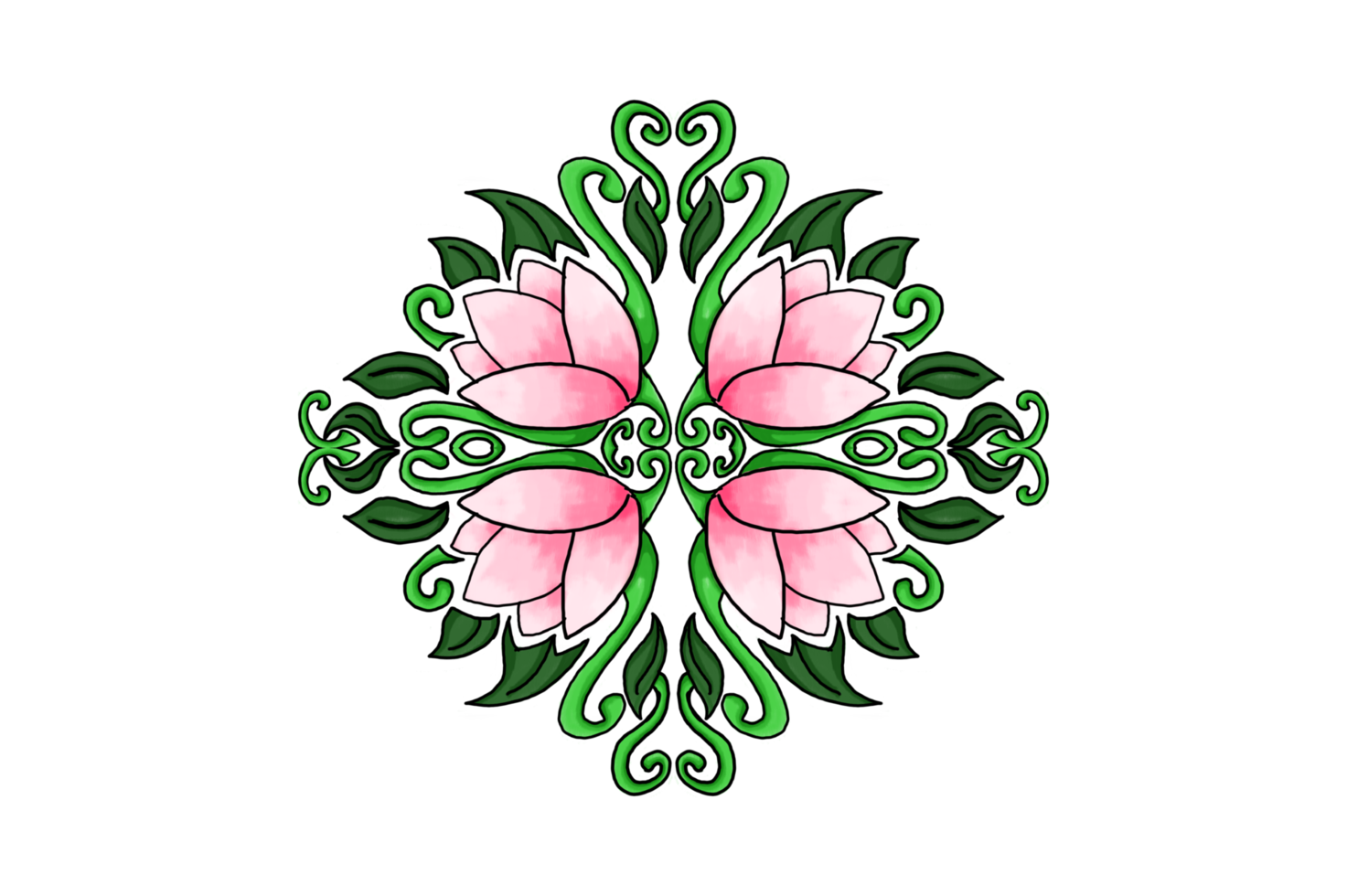 ornamento confine design con flora e rosa fiore tema png
