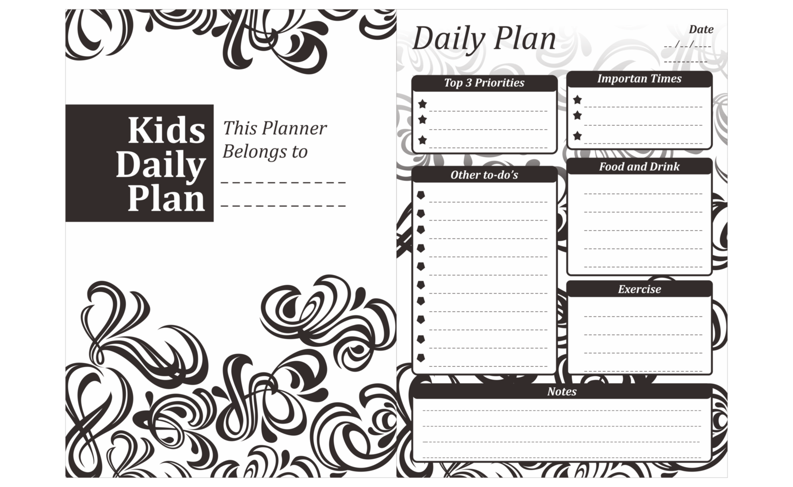 Free Kids Daily Plan Design With Swirl Ornament Theme 13078526 PNG With free-kids-daily-plan-design-with-swirl-ornament-theme-13078526-png-with
