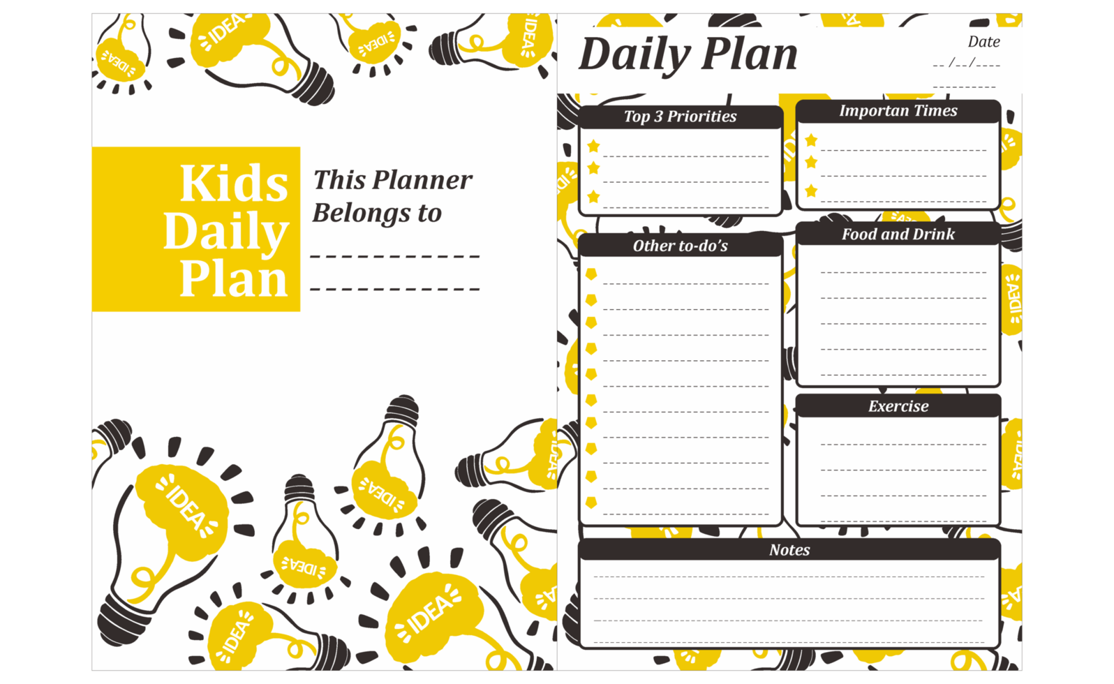 Kids Daily Plan Design with ildea lamp theme png