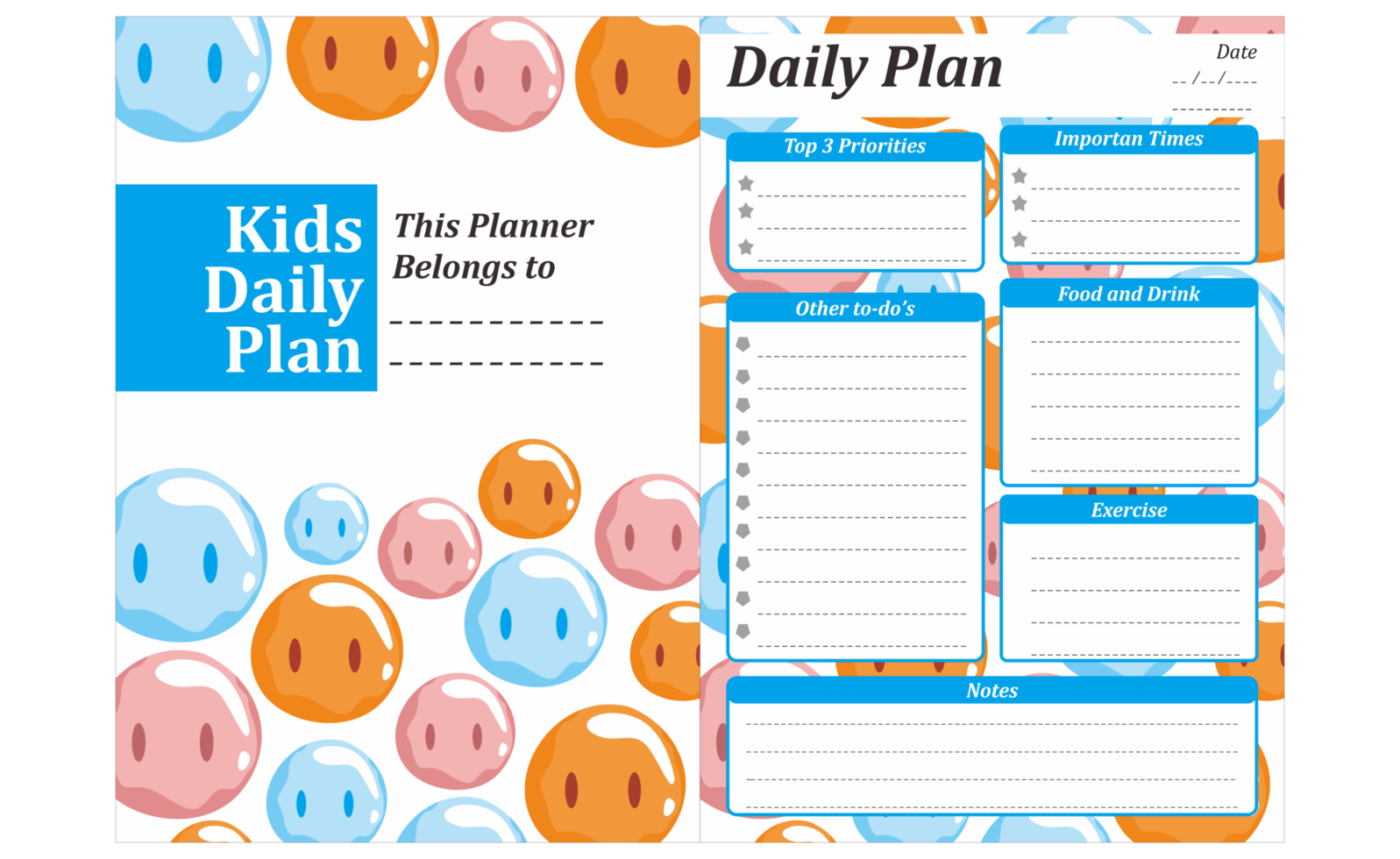 Kids daily Plan design with cute slime theme png