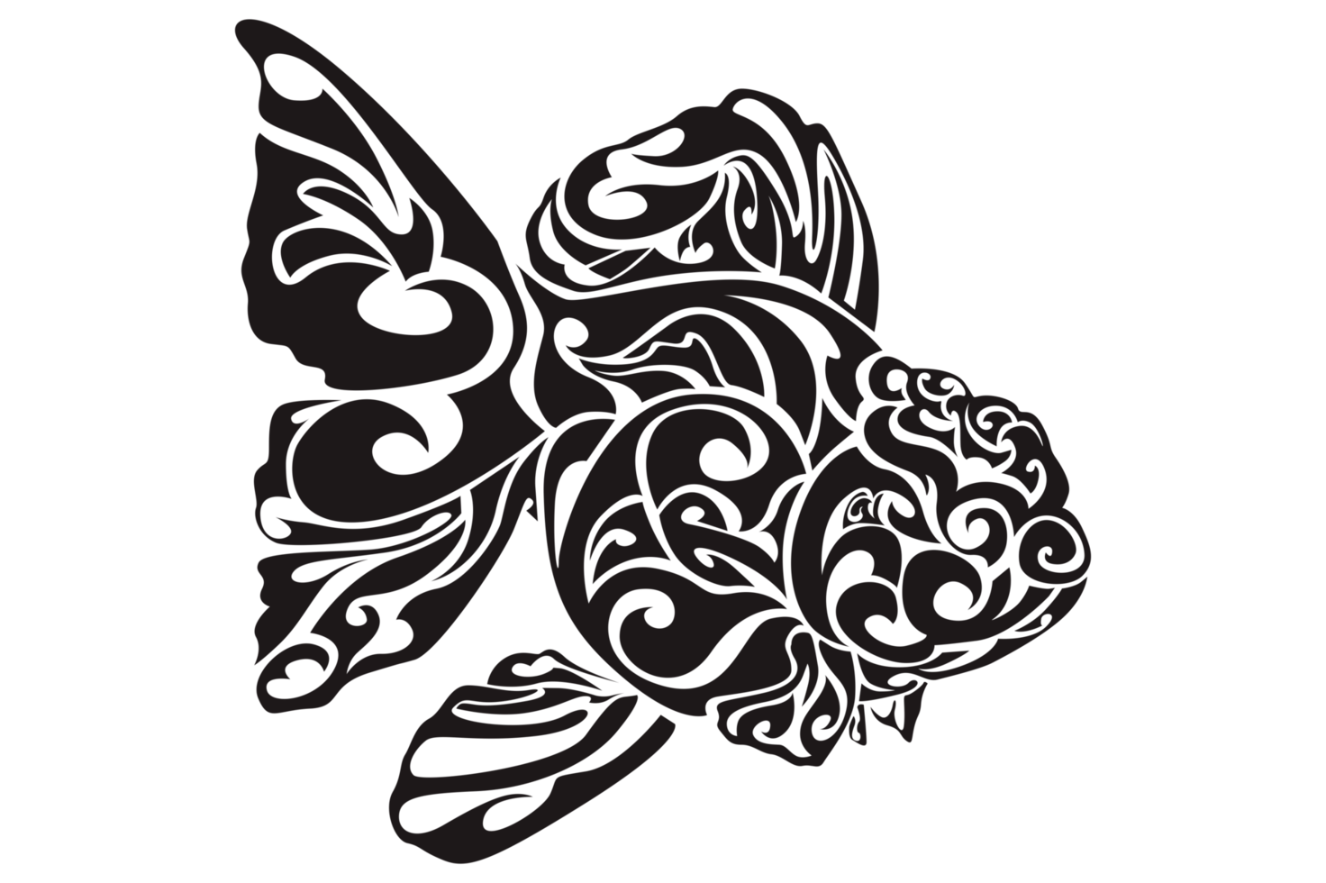 blaack goldfish ornament tattoo png