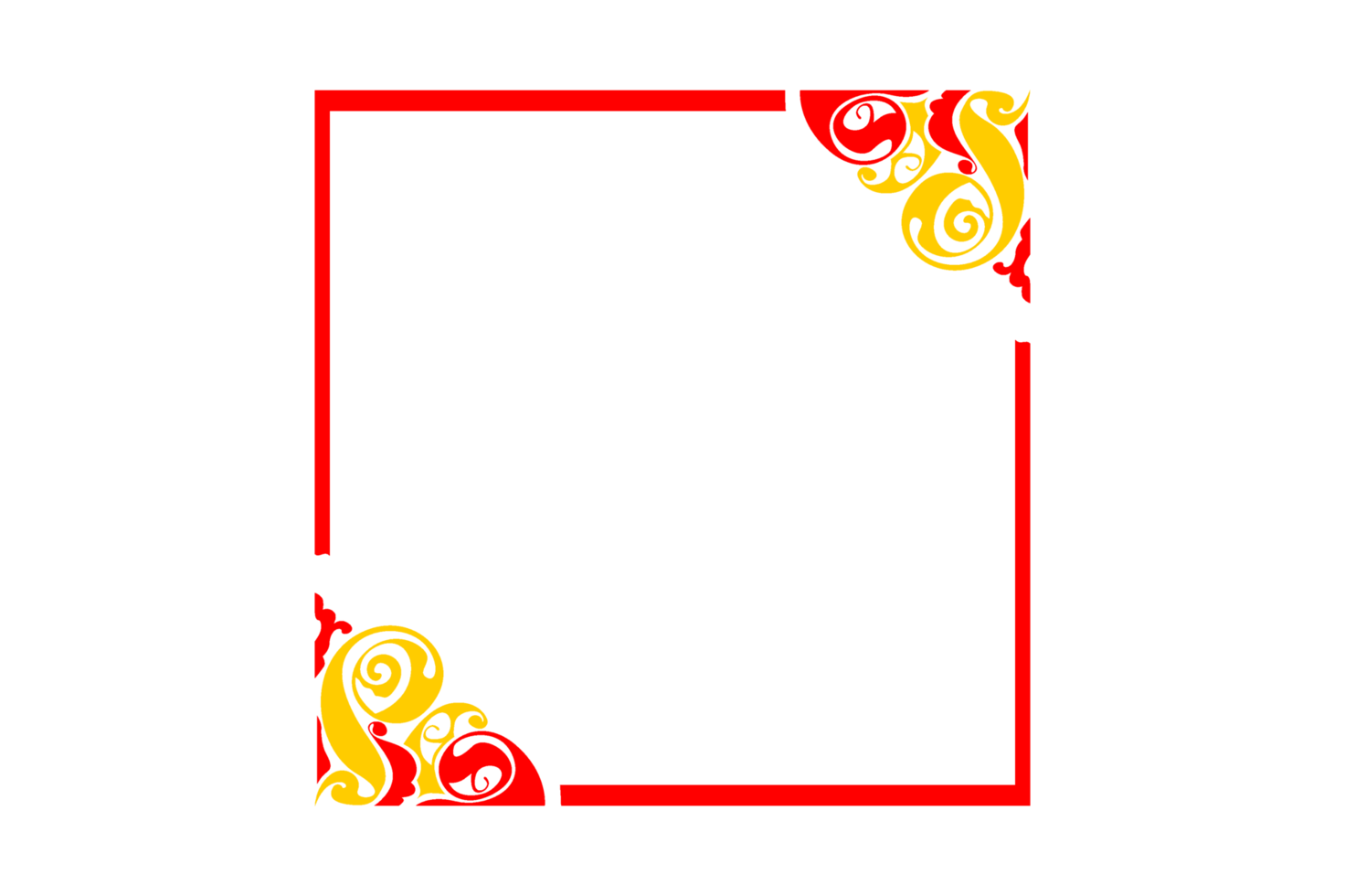 conception de bordure d'ornement rouge et jaune png