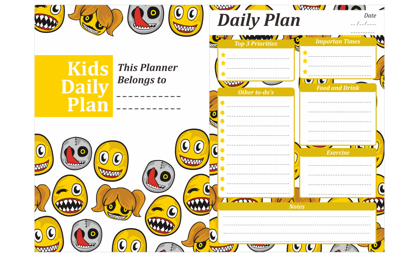 kinderen dagelijks plan ontwerp met halloween emoticon thema png