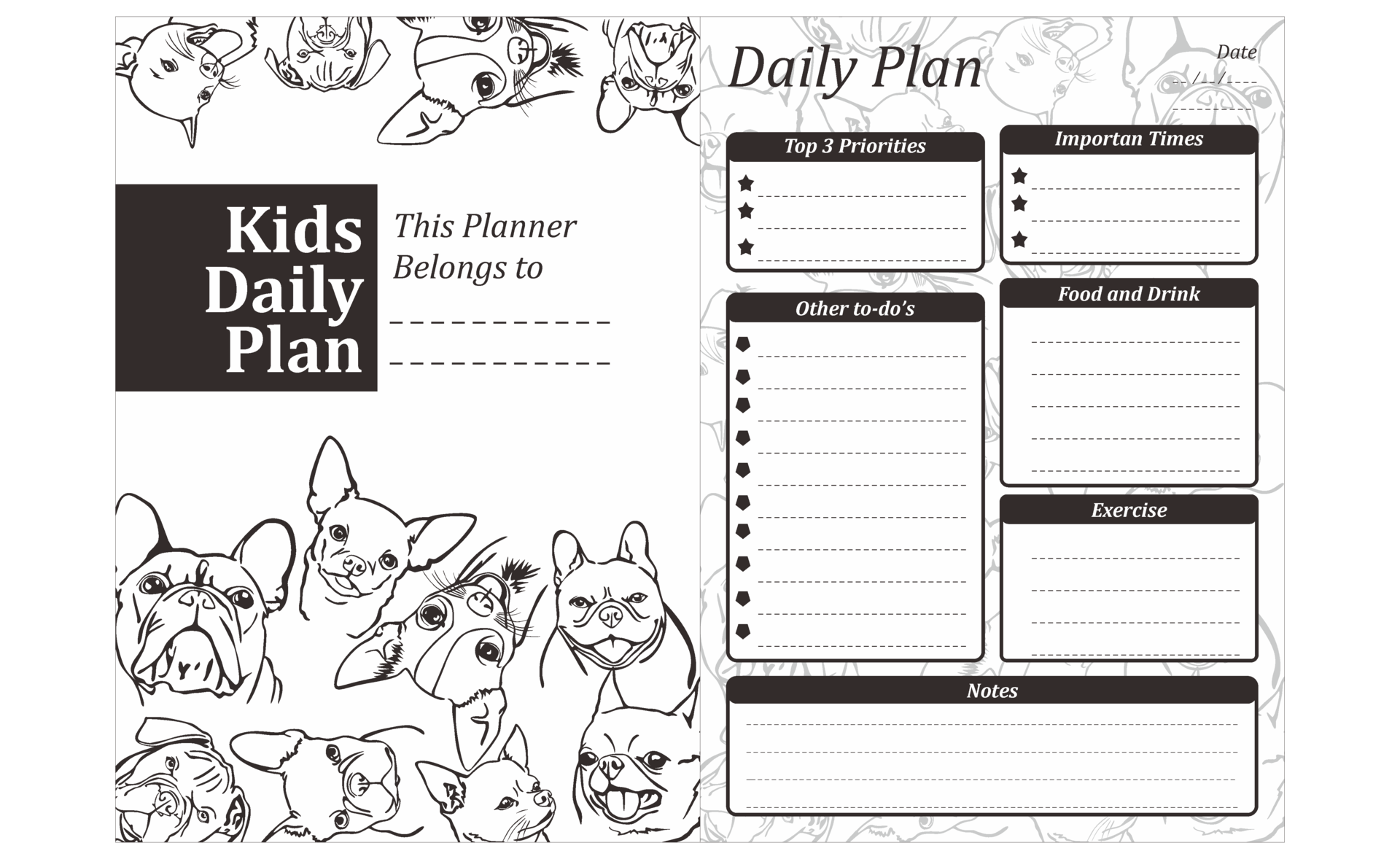 Free Kids Daily Plan Design With Line Art Dog Theme 13078561 PNG With free-kids-daily-plan-design-with-line-art-dog-theme-13078561-png-with