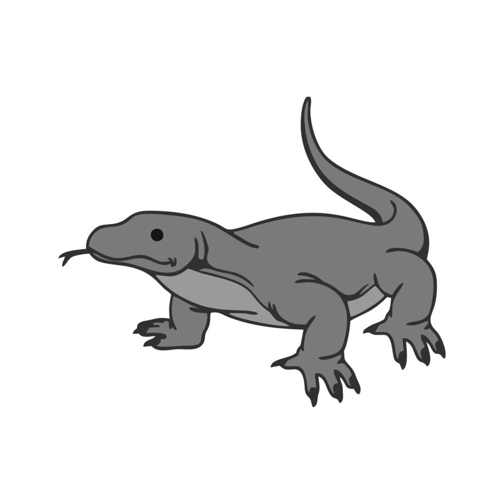 Illustration of cute colored komodo. Komodo dragon cartoon image in png format. Suitable for children's book design elements. Introduction of komodo to children. Books or posters about animal