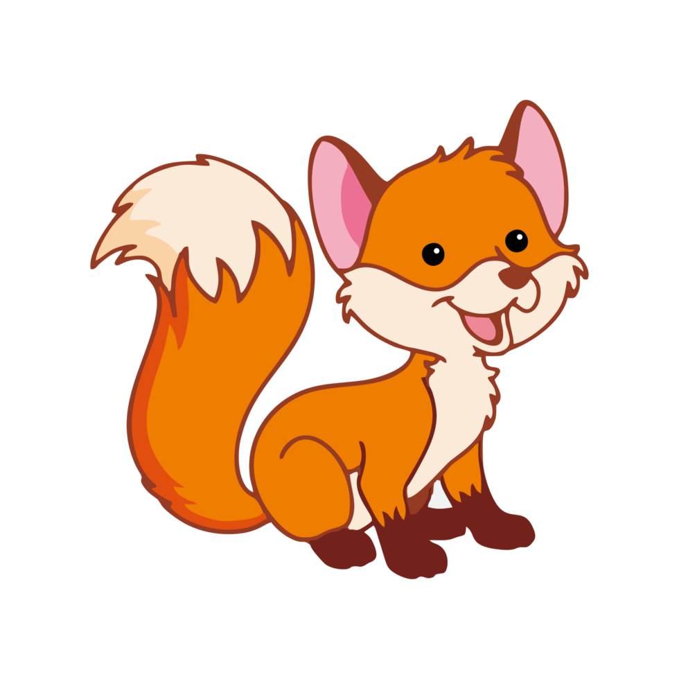 Animal cartoon. Cute fox image. Suitable for designing children's books about the introduction of foxes png