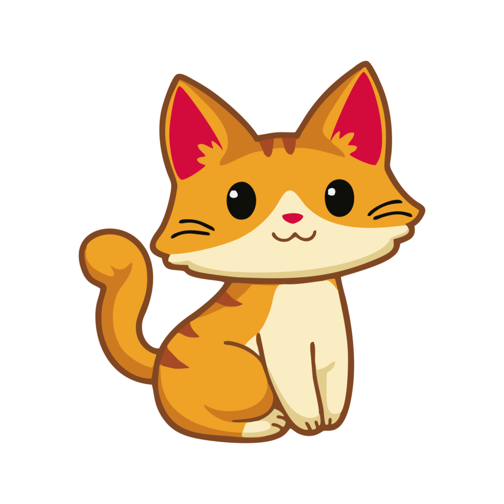 Illustration of cute colored cat. Cartoon cat image in png format. Suitable for children's book design elements. Introduction of cats to children. Books or posters about animal